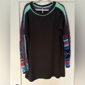 Free People Anthropologie embroidered long sleeve tunic/top